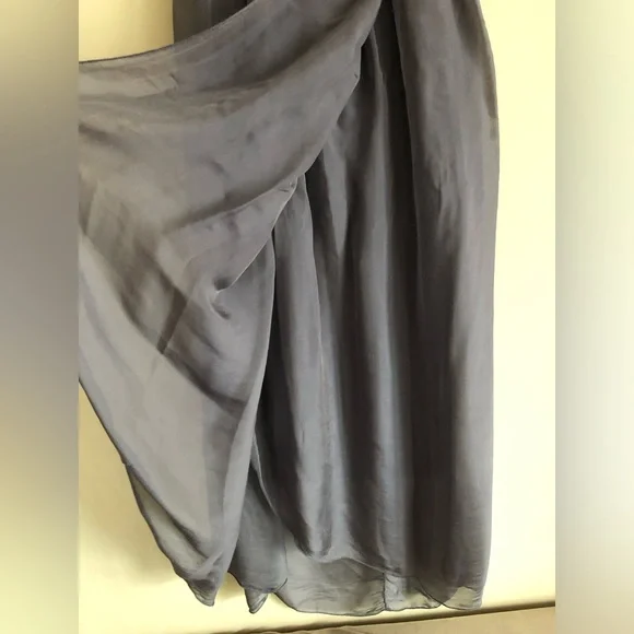 J B Millennium Grey Chiffon Overlay Cocktail Dress Asymmetrical Hem Size M - Picture 9 of 10